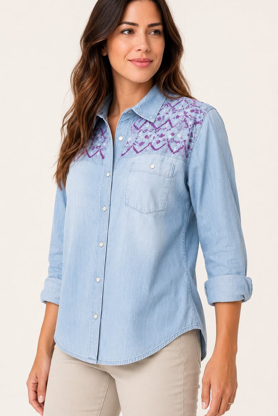 Critical Role Imogen Temult Bells Hells Denim Shirt Womens Size 6XL Pearl Snap